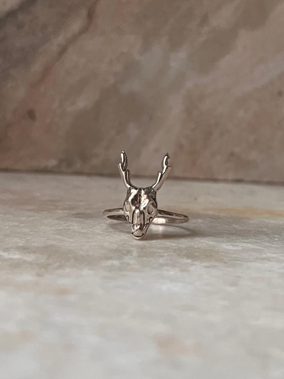 Deer Skull 925 Sterling Silver Ring