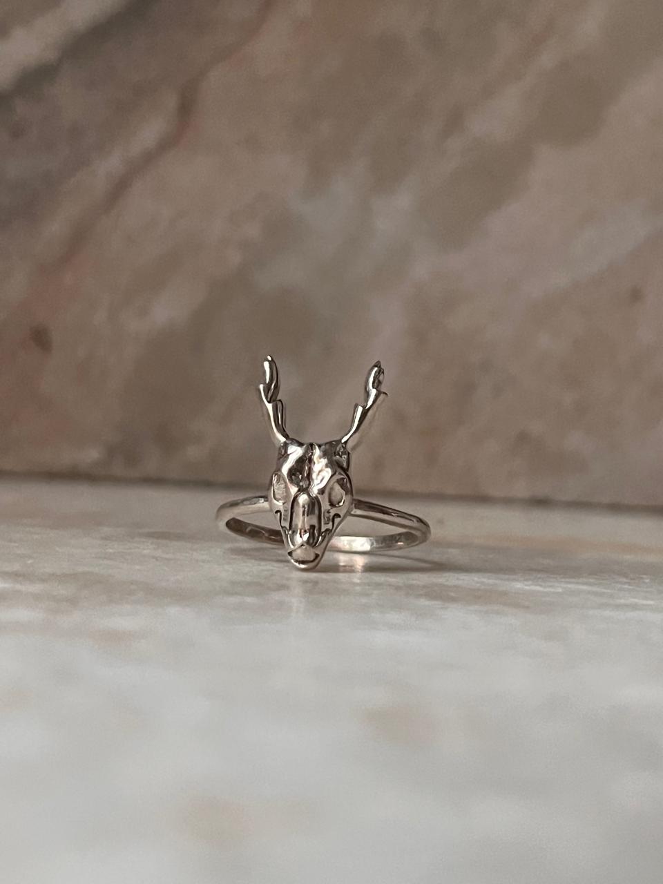 Deer Skull 925 Sterling Silver Ring