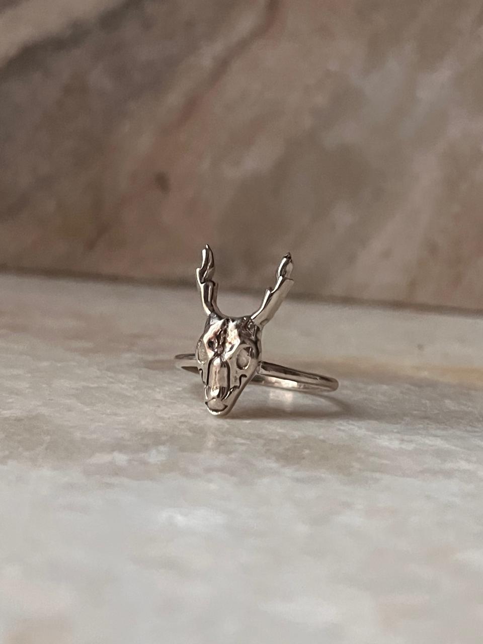 Deer Skull 925 Sterling Silver Ring