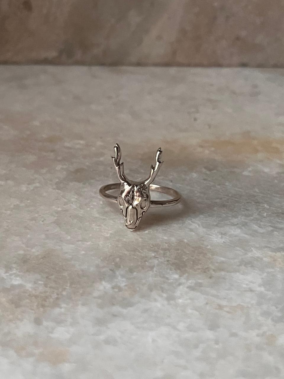Deer Skull 925 Sterling Silver Ring