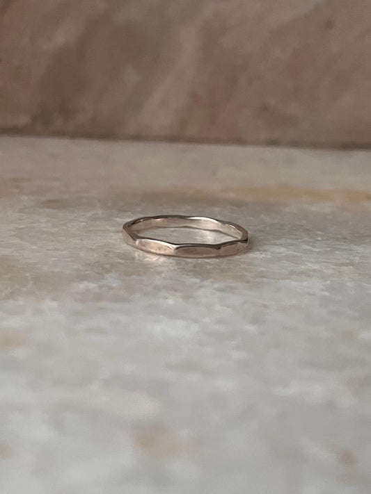Hammered Band Stackable 925 Sterling Silver Ring