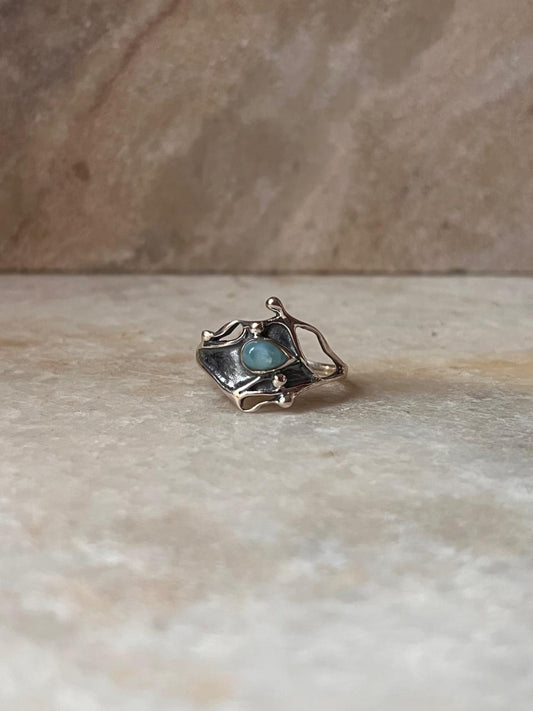 Larimar Molten Drip 925 Sterling Silver Ring