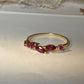 Gold Vermeil Rhodolite Garnet Leafy Minimal 925 Sterling Silver Ring