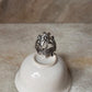 Handcrafted big floral garden silver ring for women