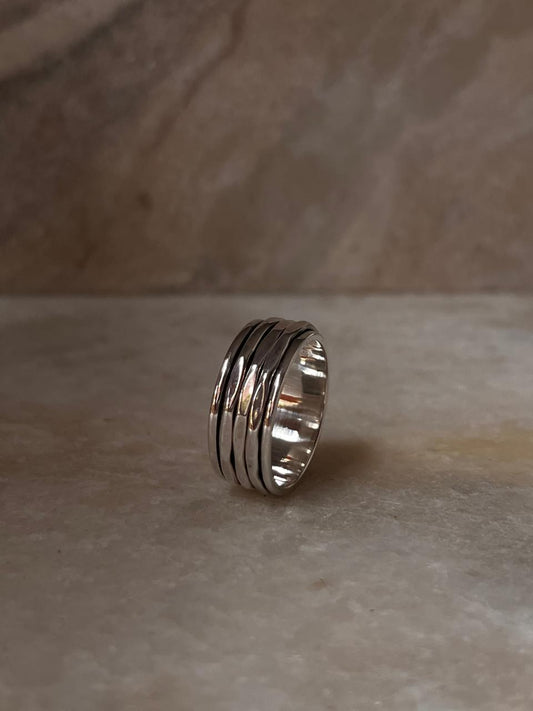 Hammered Spinner/ Meditation/ Jaap 925 Sterling Silver Ring