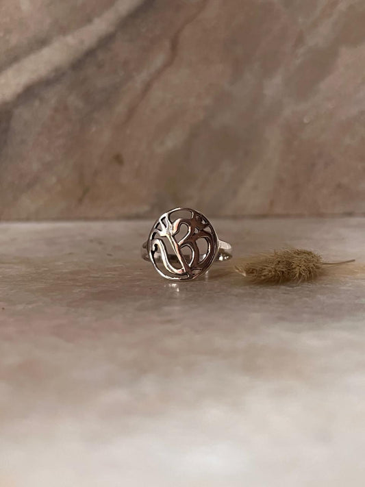 Shiv -Shakti / Aum - Trishul Round 925 Sterling Silver Ring