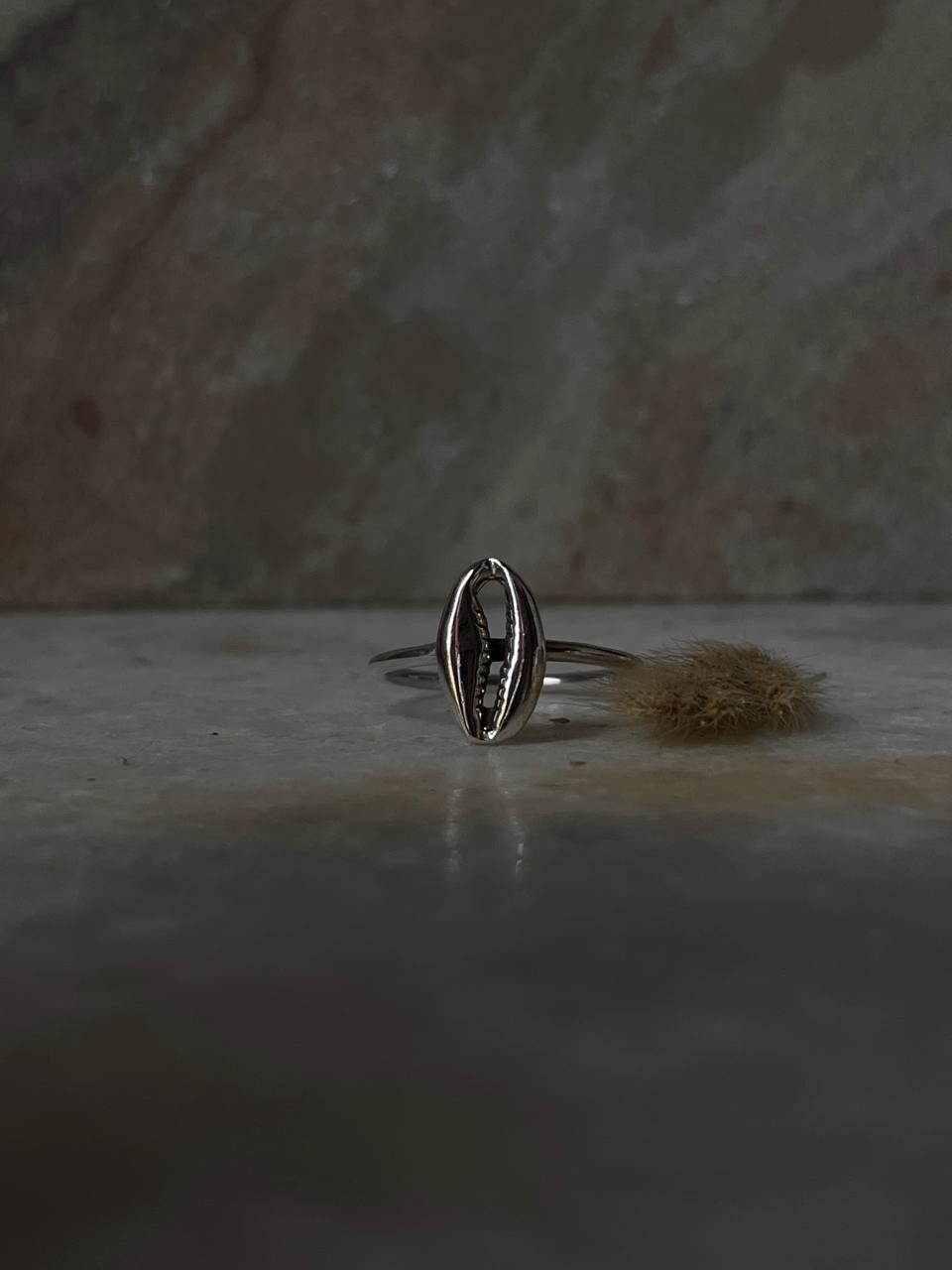 Cowrie Seashell 925 Sterling Silver Ring