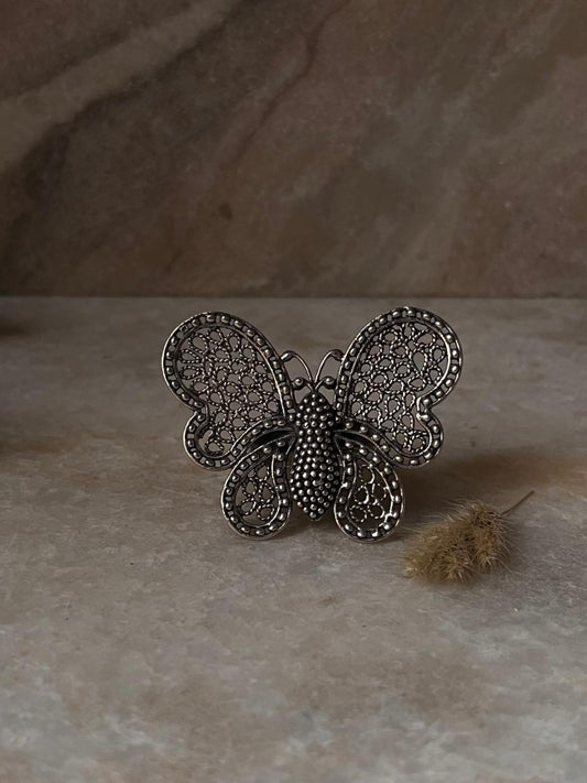 Big Filigree Handcrafted Butterfly 925 Sterling Silver Ring