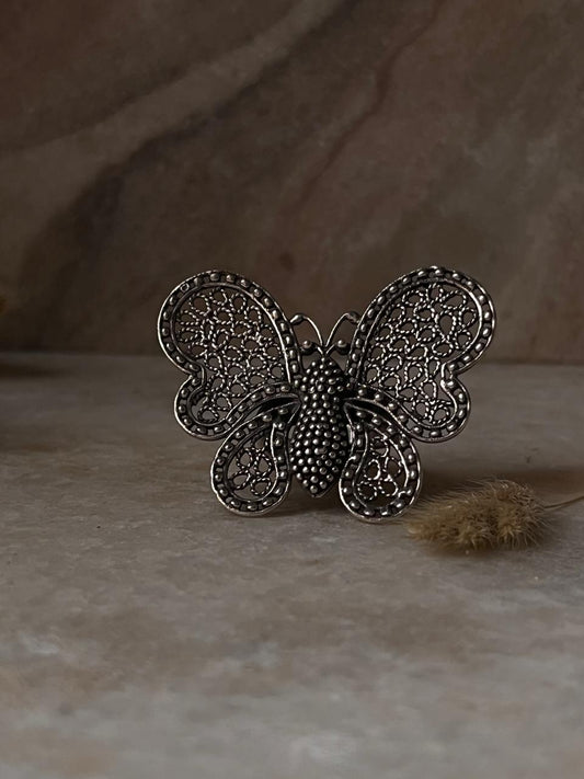Big Filigree Handcrafted Butterfly 925 Sterling Silver Ring