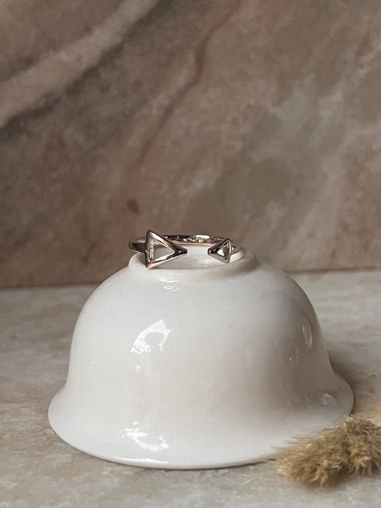 925 Sterling silver boho open triangle adjustable ring