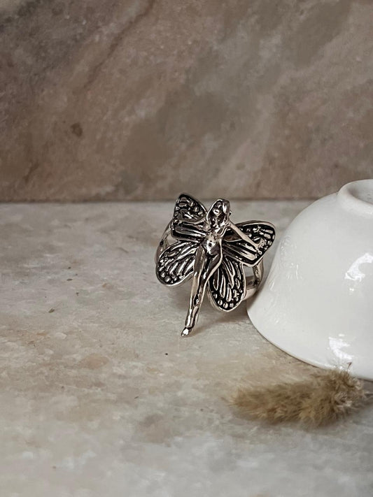 Butterfly Angel 925 Sterling Silver Adjustable Ring