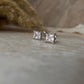Polished 925 Sterling Silver Square CZ Stud Earrings  