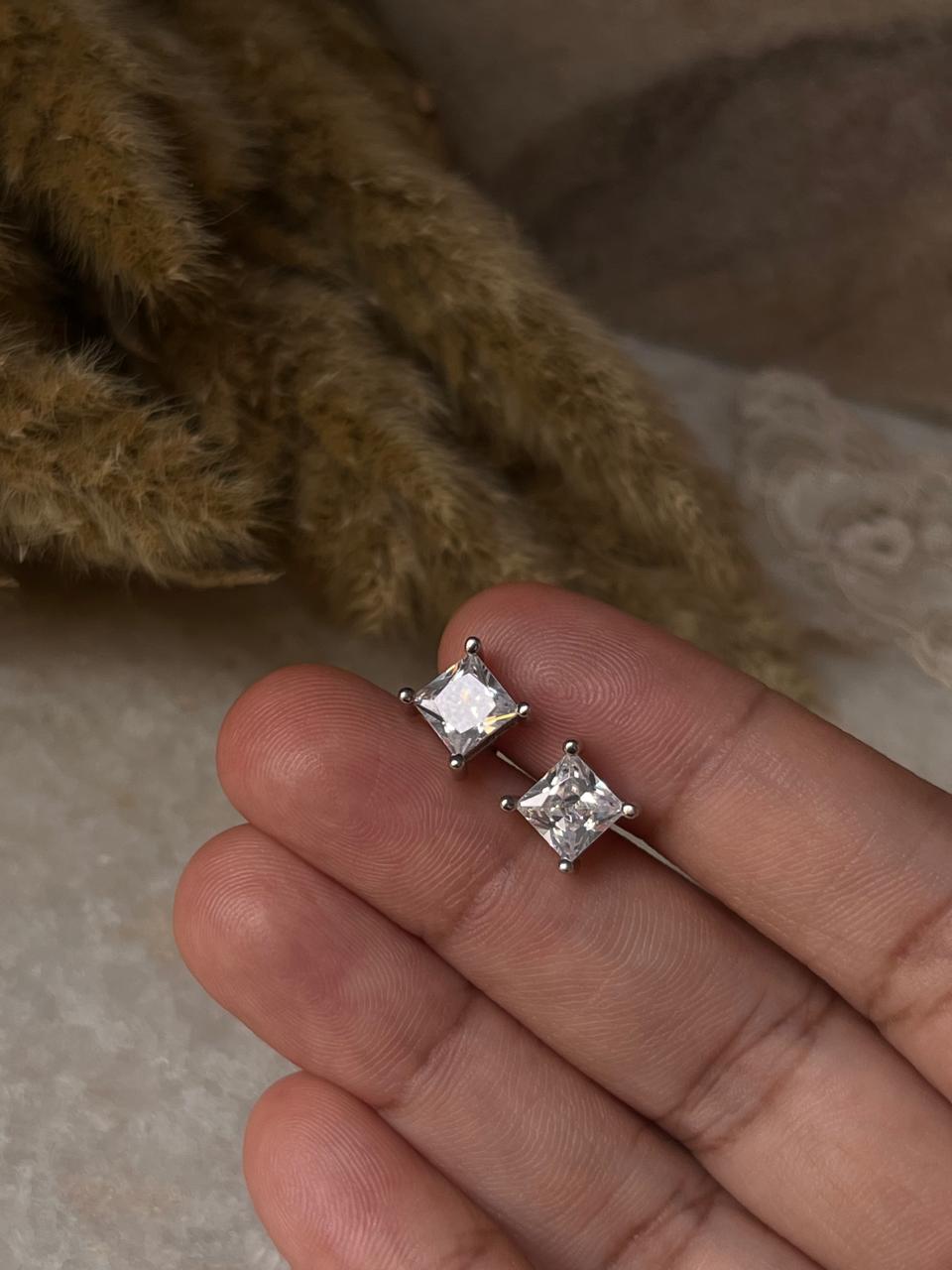 Elegant Square CZ Stud Earrings for Daily Wear  