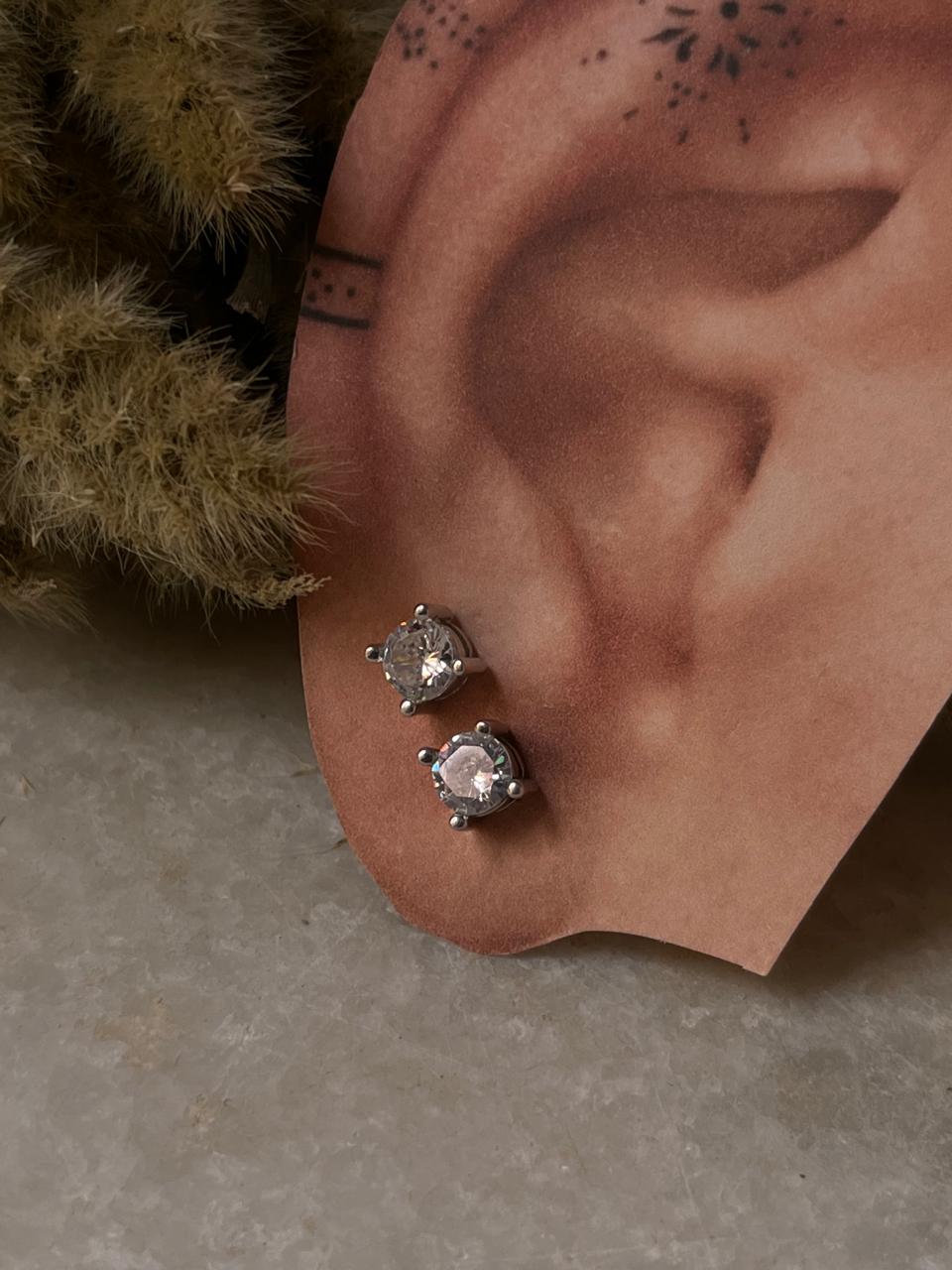 Sparkling Round 7mm CZ Sterling Silver Earrings for Women  