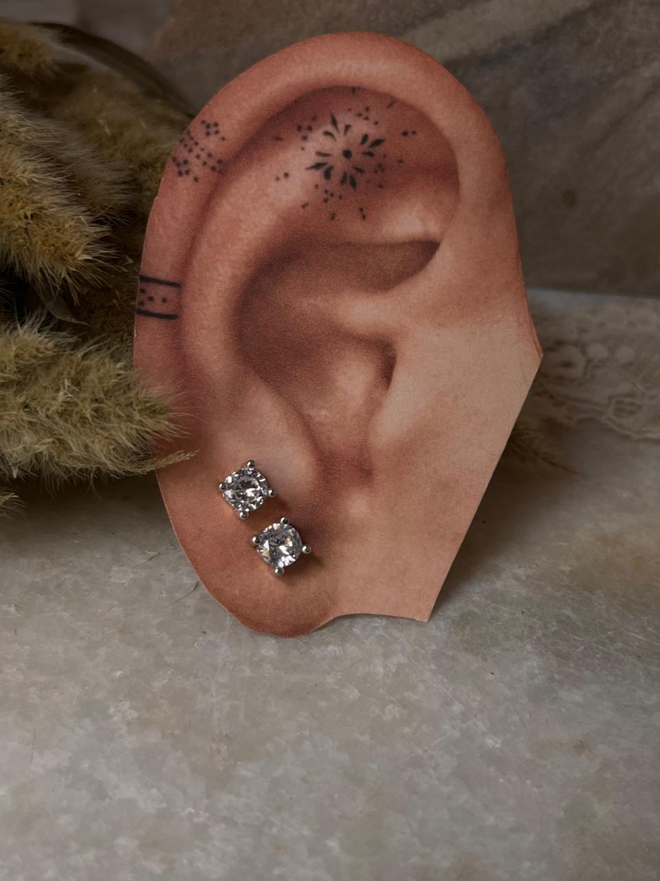 Timeless Round 7mm CZ Sterling Silver Earrings  