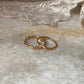 Gold Vermeil Star Hammered & Thin Link Band Stack Set 925 Sterling Silver Ring