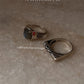 Labradorite Vintage Goth Style Checker & Vintage Motif Signet 925 Sterling Silver Stack Set Ring