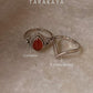 Carnelian Pear Boho & V Rawa /Chevron Boho 925 Sterling Silver Stack Set Ring