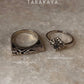 Vintage Motif Fleur Labradorite & Vintage Motif Signet 925 Sterling Silver Stack Set Ring