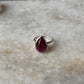 Garnet Pear Plain Big 925 Sterling Silver Ring