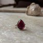 Garnet Pear Plain Big 925 Sterling Silver Ring