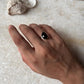 Garnet Pear Plain Big 925 Sterling Silver Ring