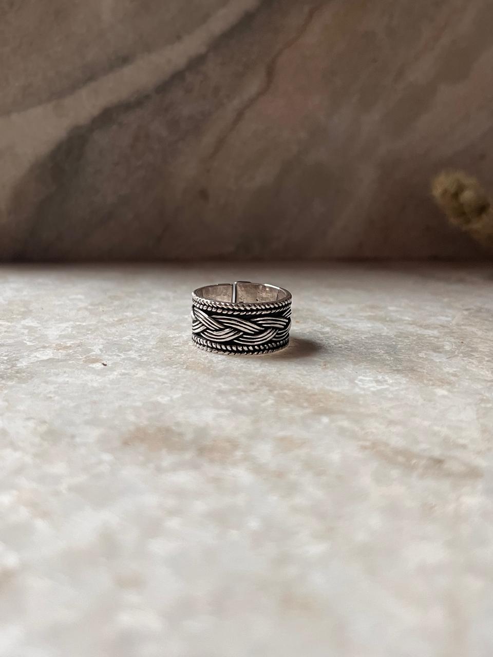 Tribal Braided Boho Band 925 Sterling Silver Ring