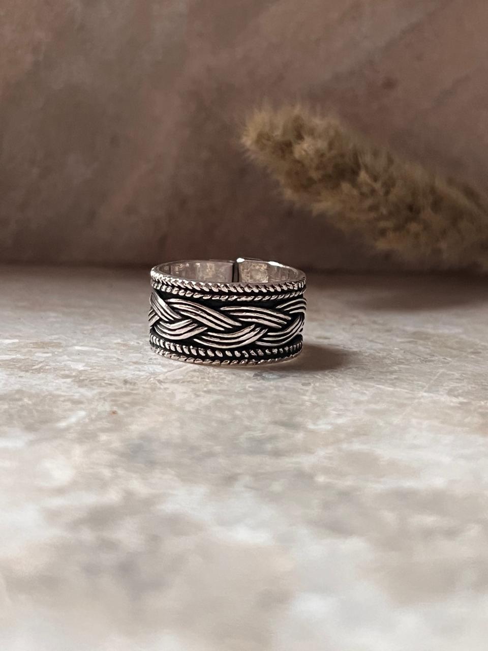 Tribal Braided Boho Band 925 Sterling Silver Ring