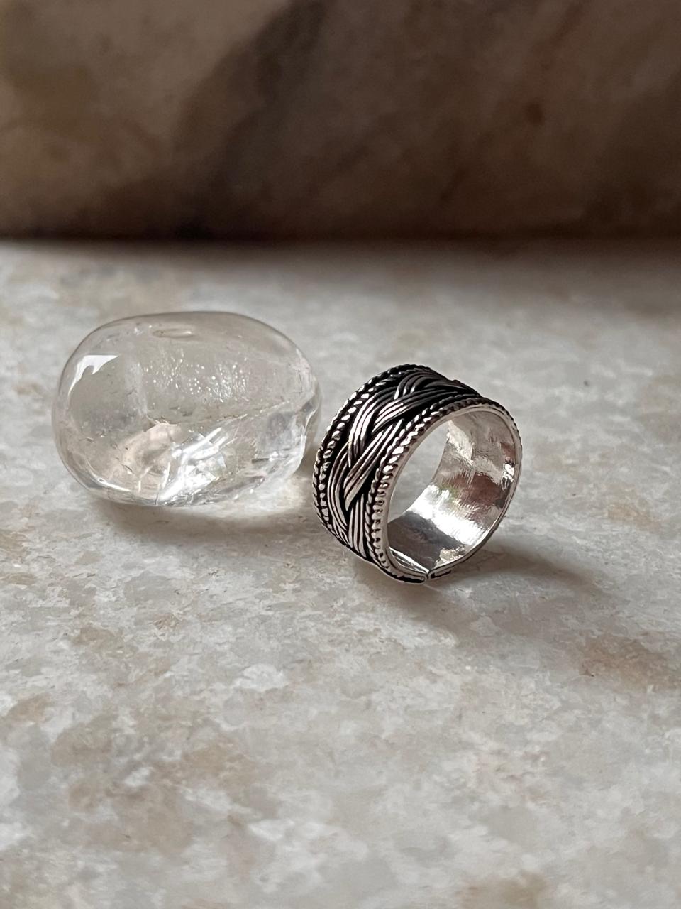 Tribal Braided Boho Band 925 Sterling Silver Ring