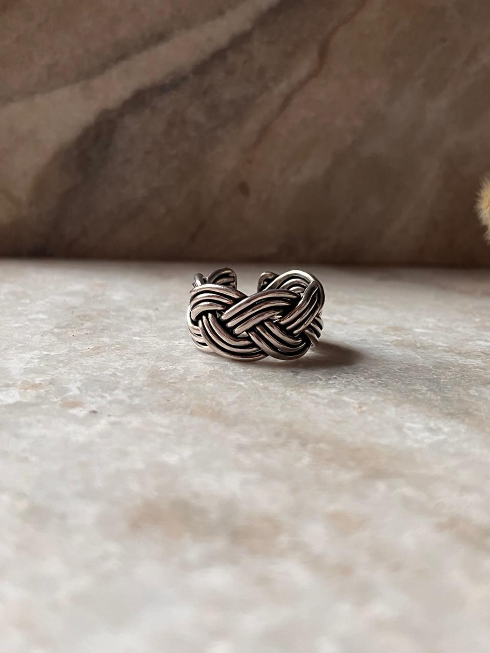 Three Wire Chunky Boho Braided 925 Sterling Silver Band Ring