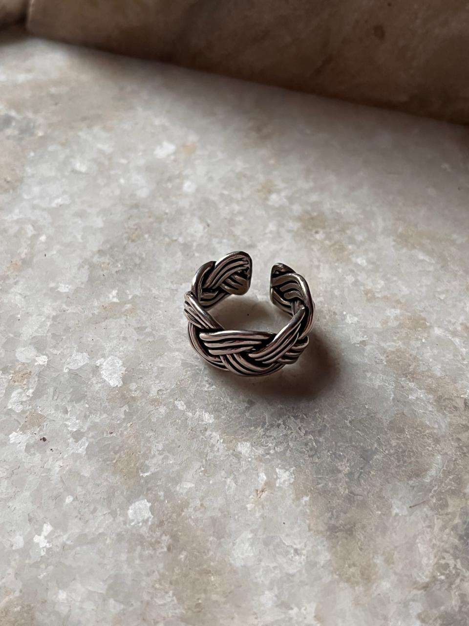 Three Wire Chunky Boho Braided 925 Sterling Silver Band Ring