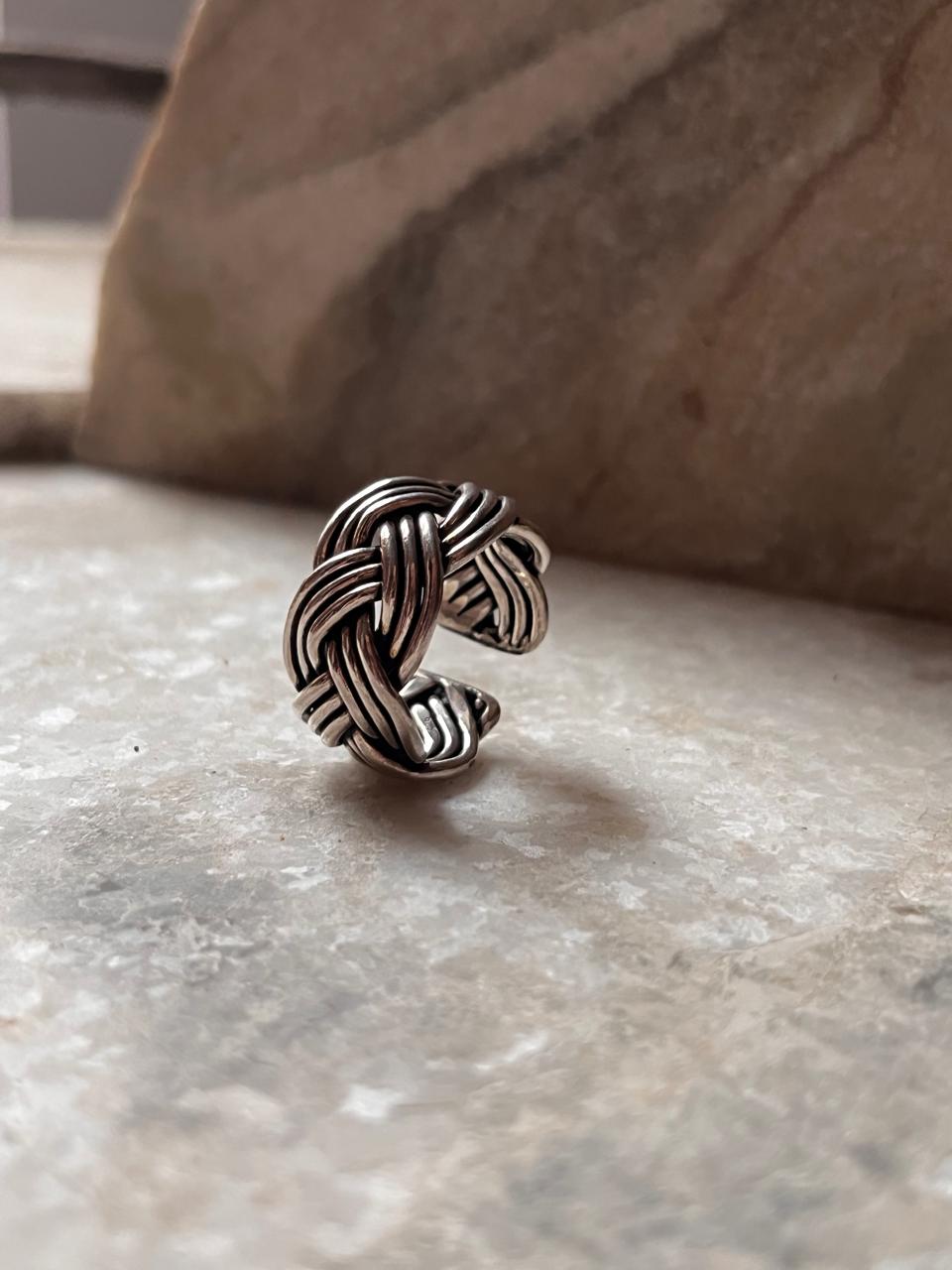 Three Wire Chunky Boho Braided 925 Sterling Silver Band Ring