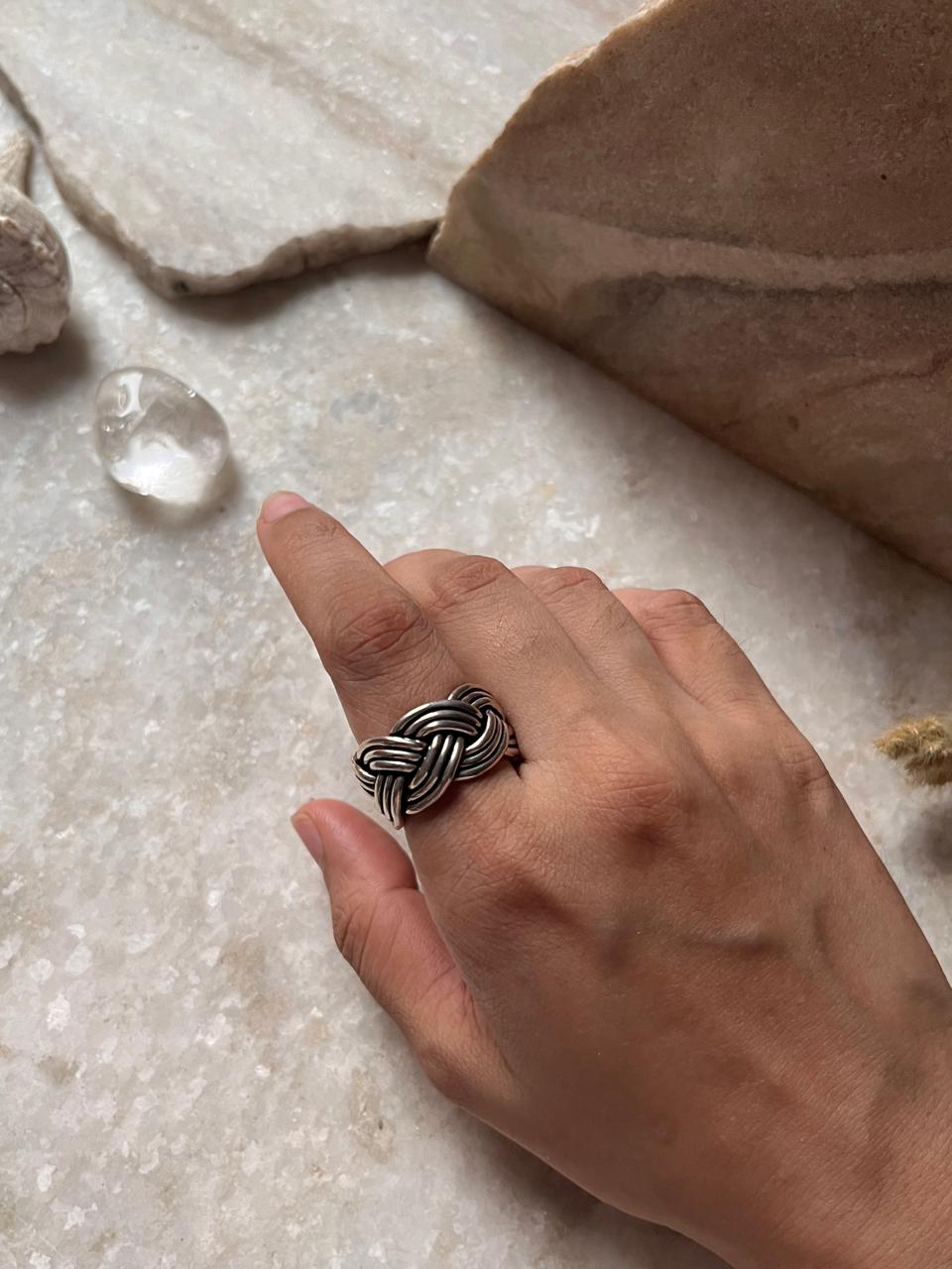 Three Wire Chunky Boho Braided 925 Sterling Silver Band Ring