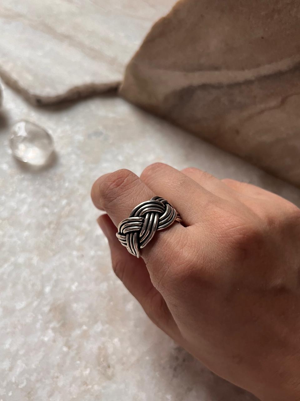Three Wire Chunky Boho Braided 925 Sterling Silver Band Ring