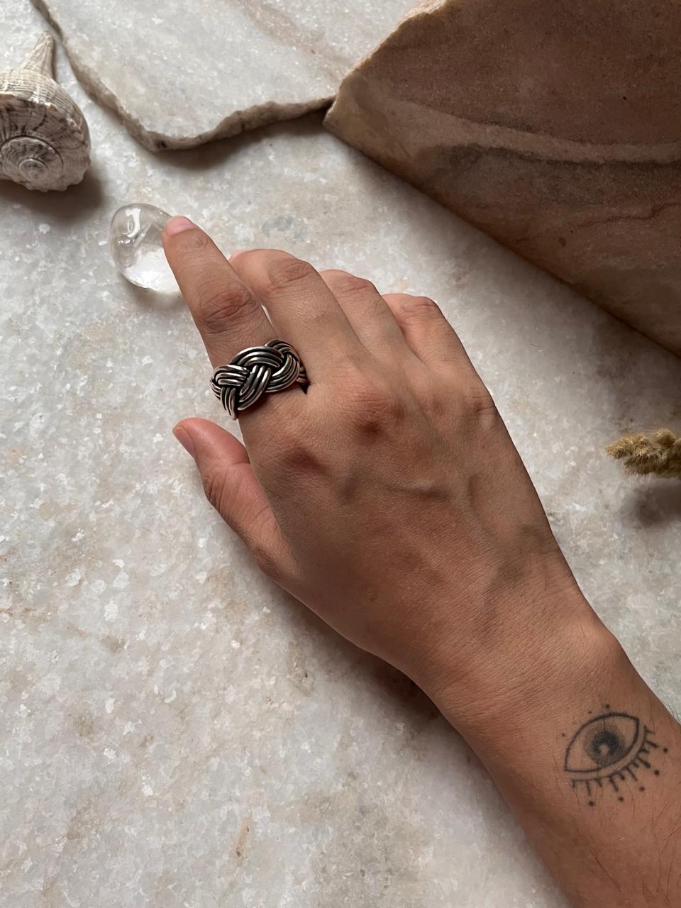 Three Wire Chunky Boho Braided 925 Sterling Silver Band Ring