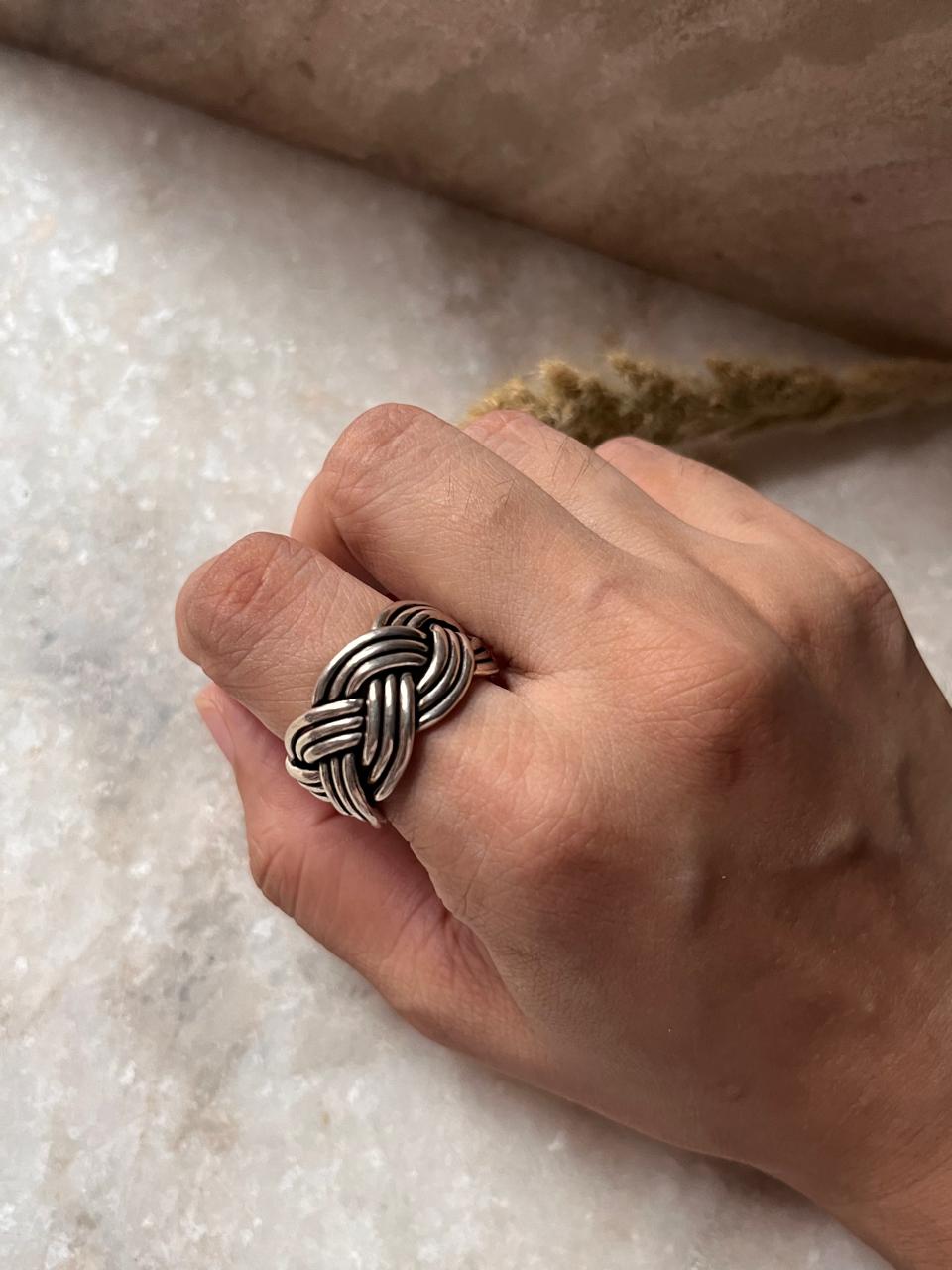 Three Wire Chunky Boho Braided 925 Sterling Silver Band Ring