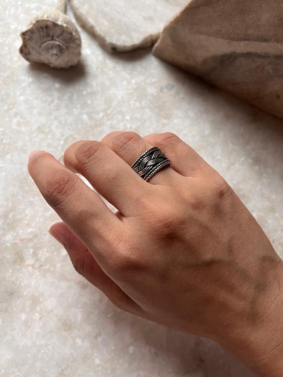 Tribal Braided Boho Band 925 Sterling Silver Ring