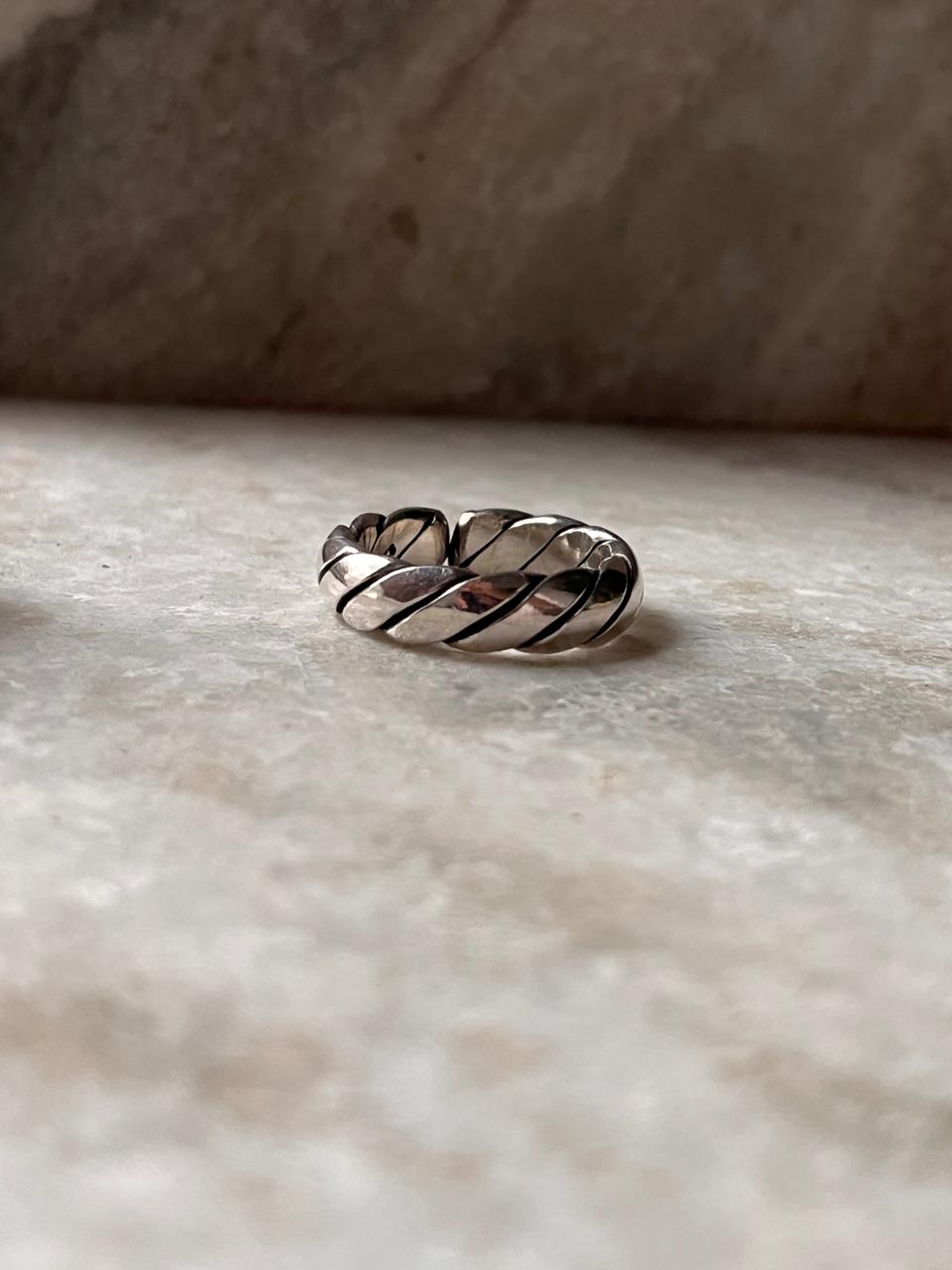 Line Band Unisex Adjustable 925 Sterling Silver Ring