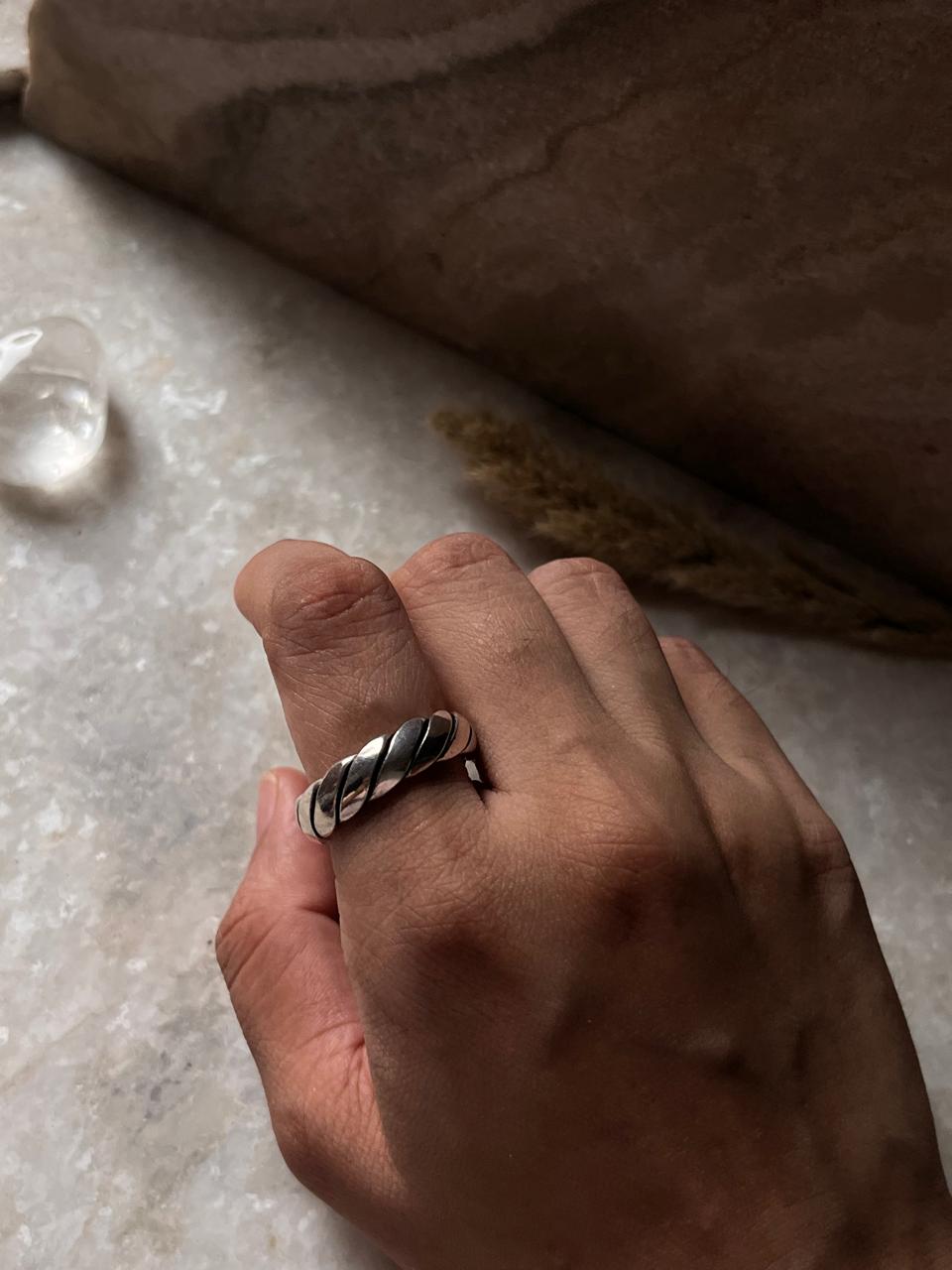 Line Band Unisex Adjustable 925 Sterling Silver Ring
