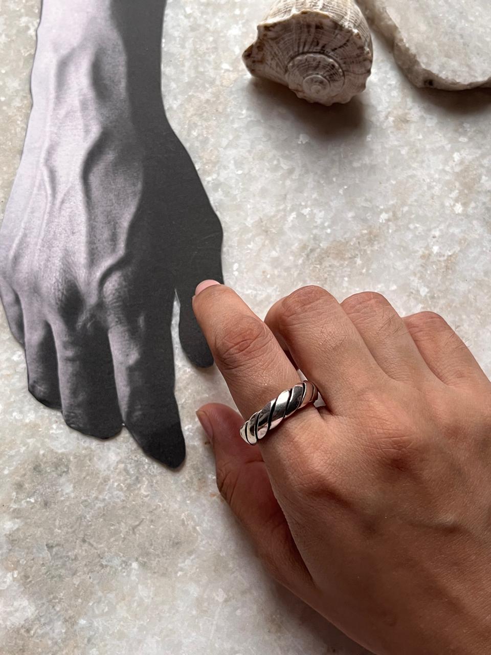 Line Band Unisex Adjustable 925 Sterling Silver Ring