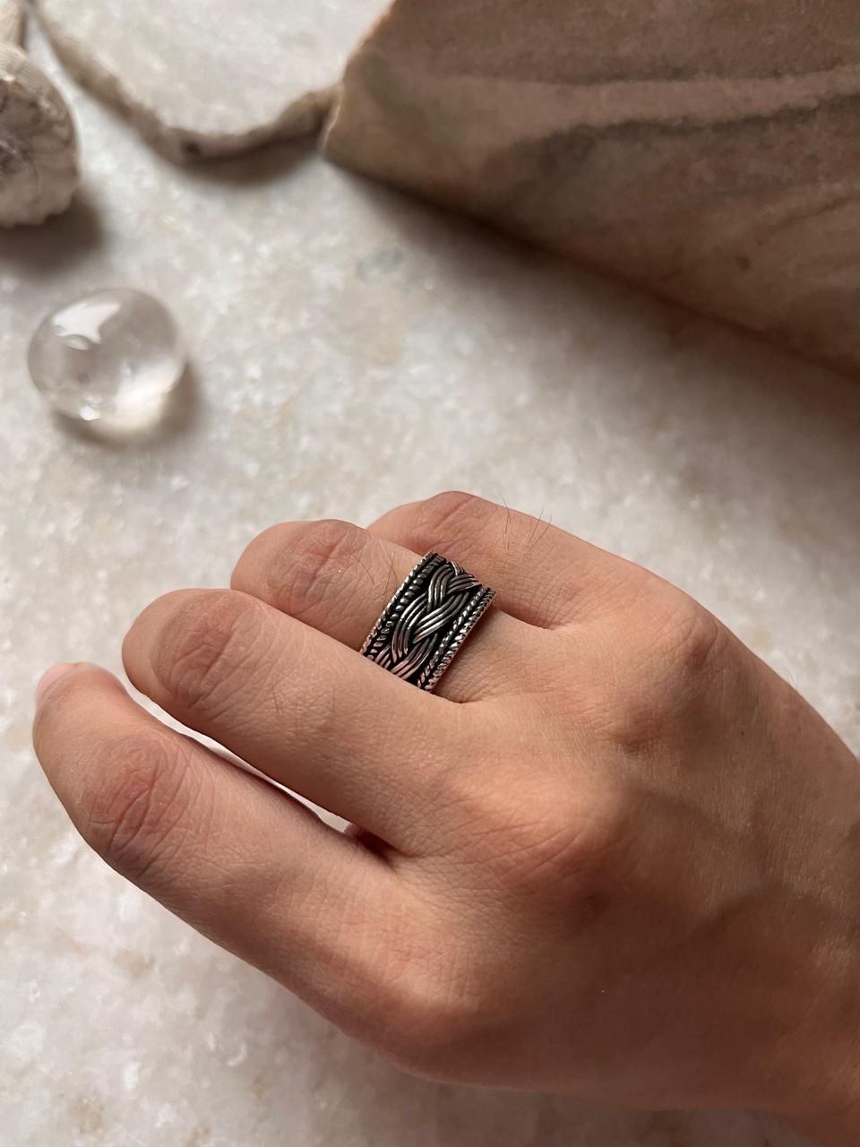 Tribal Braided Boho Band 925 Sterling Silver Ring