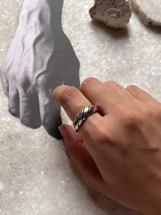 Line Band Unisex Adjustable 925 Sterling Silver Ring