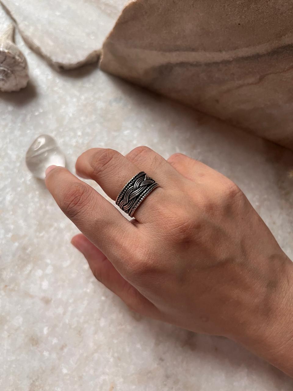 Tribal Braided Boho Band 925 Sterling Silver Ring