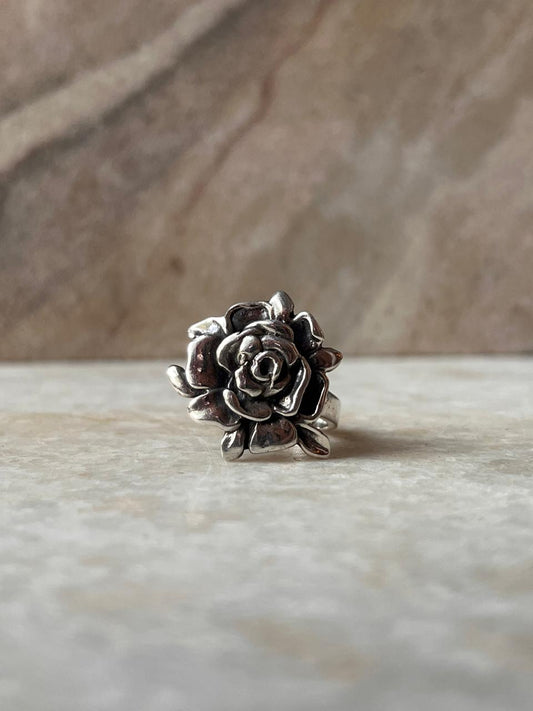 Chunky Rose 925 Sterling Silver Ring
