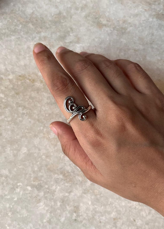 Handcrafted spiral motif 925 Sterling Silver ring  
