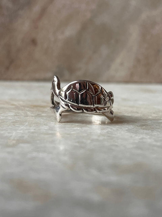Horizontal Tortoise 925 Sterling Silver Ring