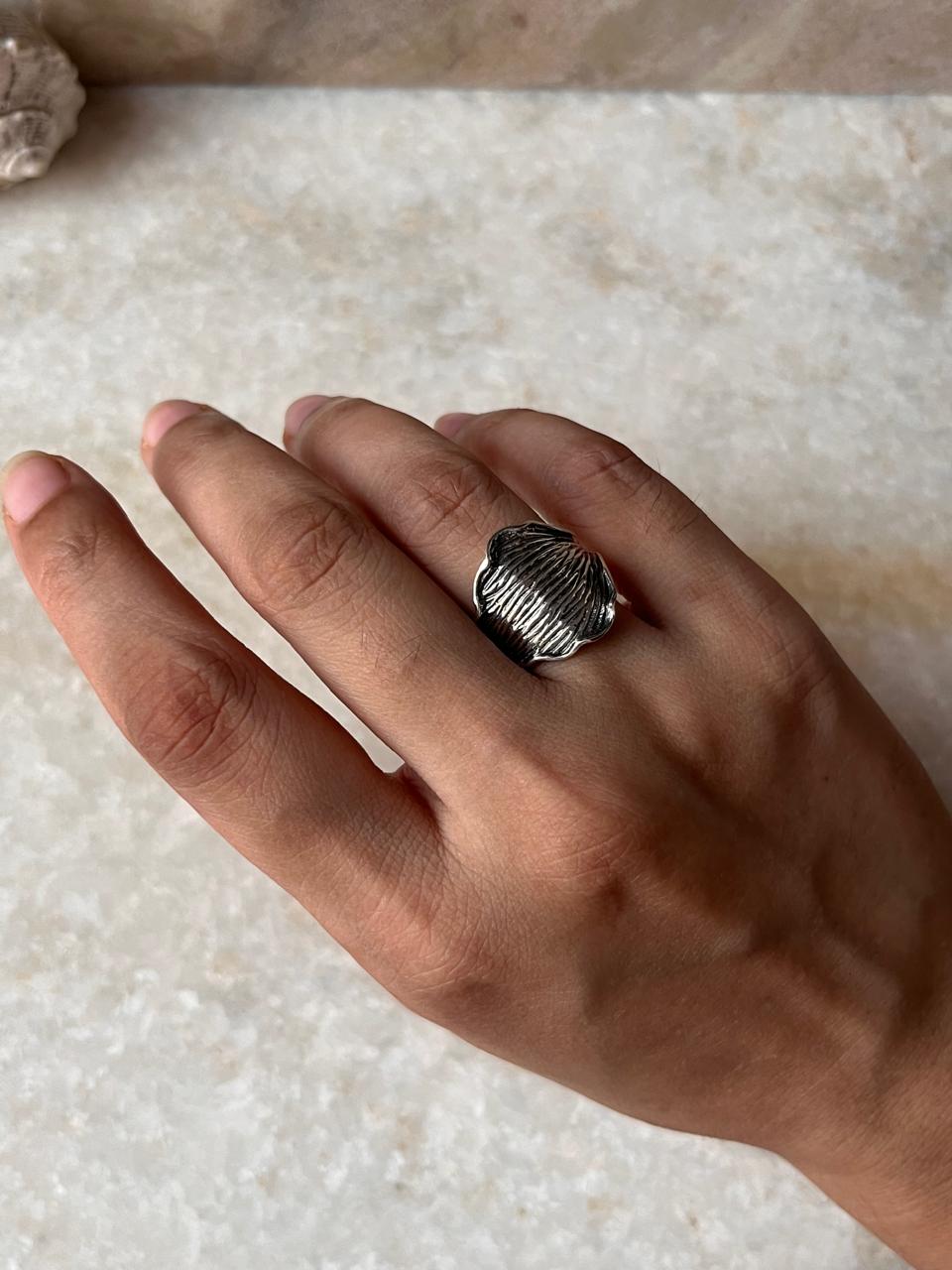 Ocean Shell Texture 925 Sterling Silver Ring