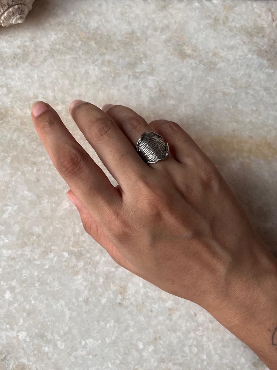 Ocean Shell Texture 925 Sterling Silver Ring