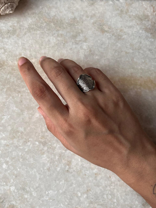 Boho ocean shell motif 925 Sterling Silver ring