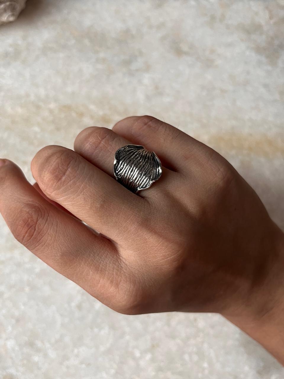 Ocean Shell Texture 925 Sterling Silver Ring